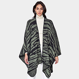 Zebra Patterned Ruana Poncho