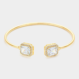 CZ Rectangle Tip Cuff Bracelet