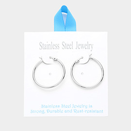 Stainless Steel 1.2 Inch Metal Hoop Pin Catch Earrings