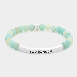 I Am Enough Message Natural Stone Stretch Bracelet