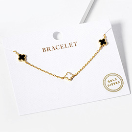 Gold Dipped Triple Quatrefoil Link Bracelet