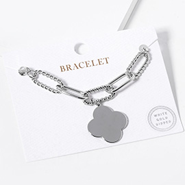 White Gold Dipped Quatrefoil Charm Bracelet