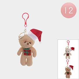 12PCS - Santa Hat Christmas Gift Bear Keychains