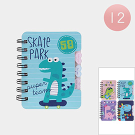 12PCS - Message Dinosaur Printed Notebooks