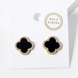 Gold Dipped Quatrefoil Stud Earrings