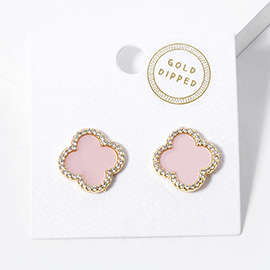 Gold Dipped Quatrefoil Stud Earrings