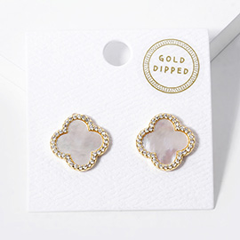 Gold Dipped Quatrefoil Stud Earrings