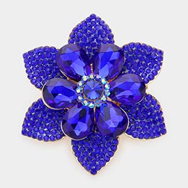 Teardrop Stone Accented Flower Pin Brooch