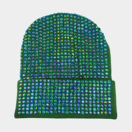 Studded Solid Knit Beanie Hat