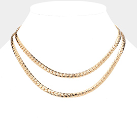 Gold Dipped Metal Chain Double Layered Necklace