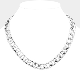 White Gold Dipped Metal Chain Necklace