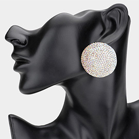 Rhinestone Pave Round Evening Earrings