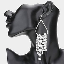 Secret Box _ Open Metal Teardrop Bubble Stone Fringe Dangle Evening Earrings