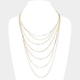 Secret Box _ Metal Chain Multi Layered Bib Necklace