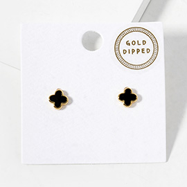 Gold Dipped Quatrefoil Stud Earrings