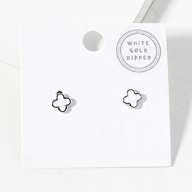 White Gold Dipped Quatrefoil Stud Earrings