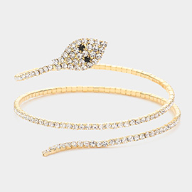 Rhinestone Pave Snake Coil Bracelet