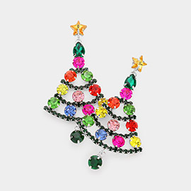 Star Pointed Multi Stone Christmas Tree Dangle Earrings