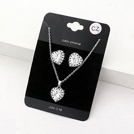 CZ Heart Pendant Necklace