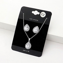 CZ Teardrop Pendant Necklace