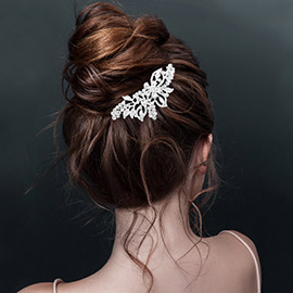 Multi Stone Flower Leaf Hair Comb