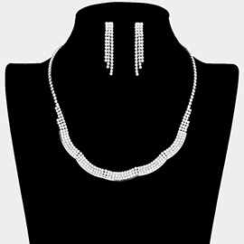 Wavy Rhinestone Necklace