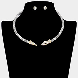 Rhinestone Embellished Snake Choker Necklace