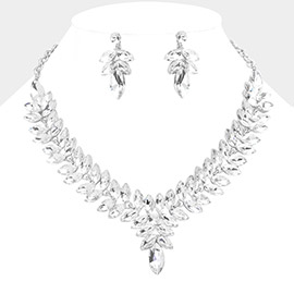 Marquise Stone Cluster Evening Necklace