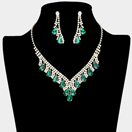 Teardrop Stone Accented Rhinestone Necklace