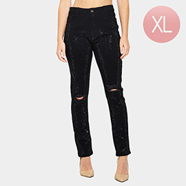 Bling Studded Destroyed Skinny Jeans