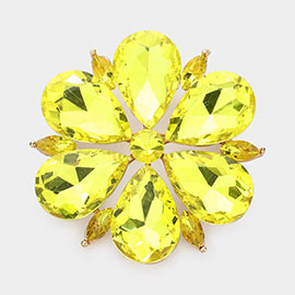 Teardrop Stone Accented Flower Pin Brooch