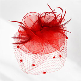 Feather Mesh Flower Fascinator / Headband