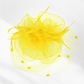 Feather Mesh Flower Fascinator / Headband