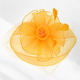 Feather Mesh Flower Fascinator / Headband