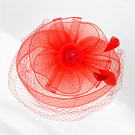 Feather Mesh Flower Fascinator / Headband