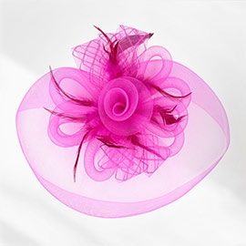 Feather Mesh Flower Fascinator / Headband