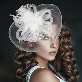 Feather Mesh Flower Fascinator / Headband