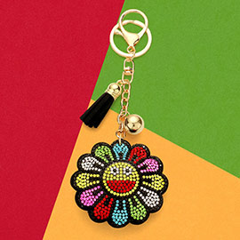 Bling Smile Flower Tassel Keychain