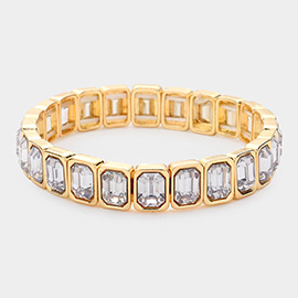 Emerald Cut Stone Stretch Evening Bracelet