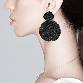 Rectangle Stone Accented Disc Linked Earrings