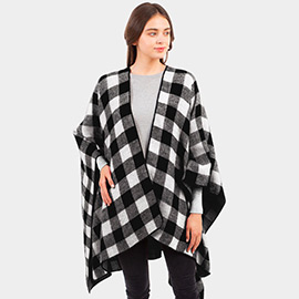 Buffalo Plaid Pattern Cape Ruana Poncho