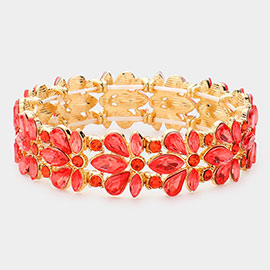 Floral Crystal Stretch Evening Bracelet