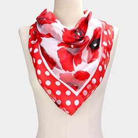 Silk Feel Flower Print Square Scarf