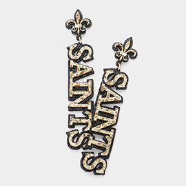 Felt Back Glittered SAINTS Message Fleur de Lis Earrings