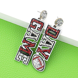 Game Day Message Football Bling Dangle Earrings