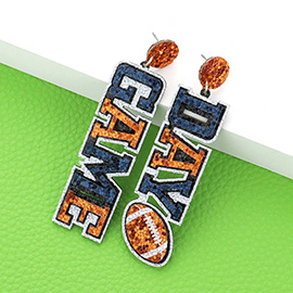 Game Day Message Football Bling Dangle Earrings