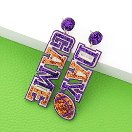 Game Day Message Football Bling Dangle Earrings