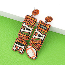 Game Day Message Football Bling Dangle Earrings