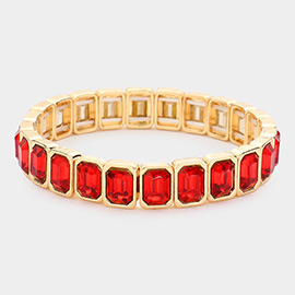 Emerald Cut Stone Stretch Evening Bracelet