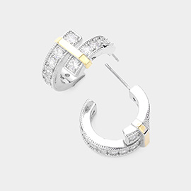 CZ Stone Embellished Hoop Earrings